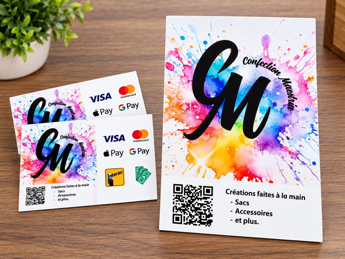 Cartes d'affaire et flyers réalisés par Création Catouille infographiste à Sainte-Claire